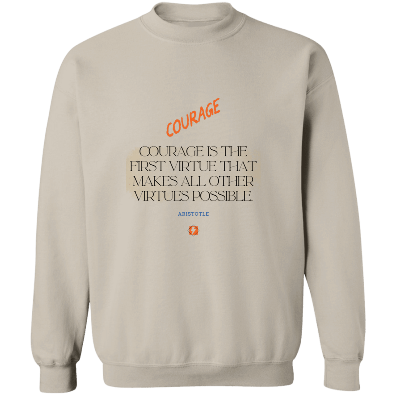 Men's Crewneck Pullover Sweatshirt G180 with inspiring Aristotle quote: A108 - Courage is the highest virtue - Color: