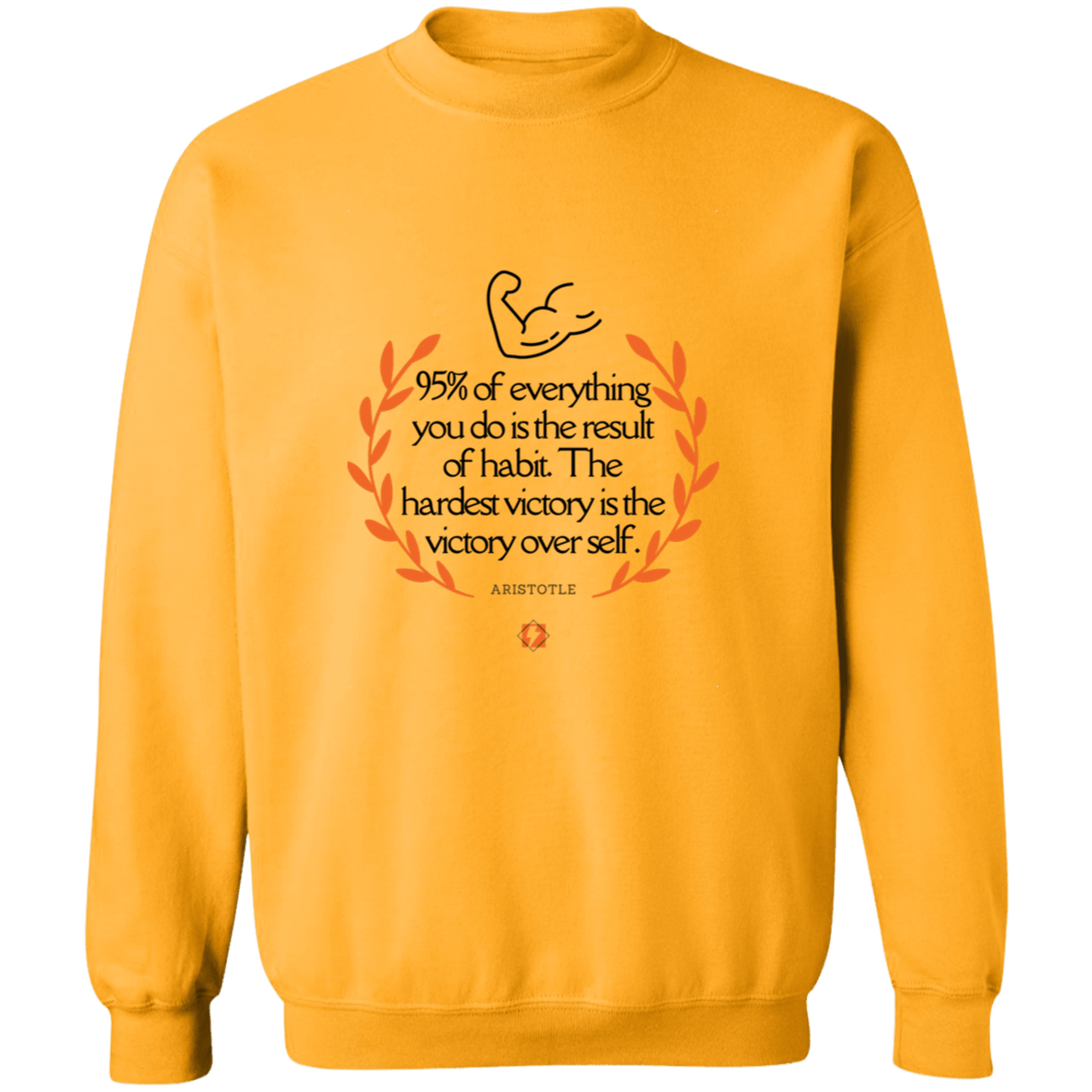 Men's Crewneck Pullover Sweatshirt G180 with inspiring Aristotle quote: A101 - Habits lead to victory - Color: