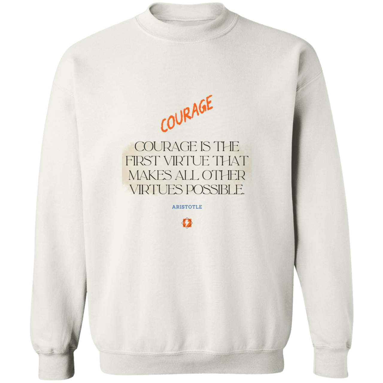 Men's Crewneck Pullover Sweatshirt G180 with inspiring Aristotle quote: A108 - Courage is the highest virtue - Color: