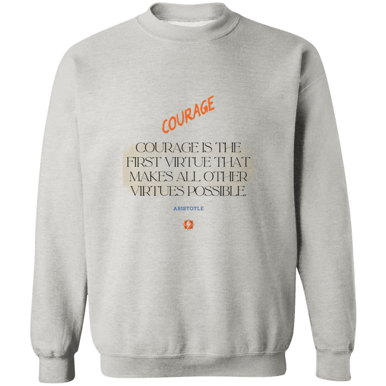 Men's Crewneck Pullover Sweatshirt G180 with inspiring Aristotle quote: A108 - Courage is the highest virtue - Color: