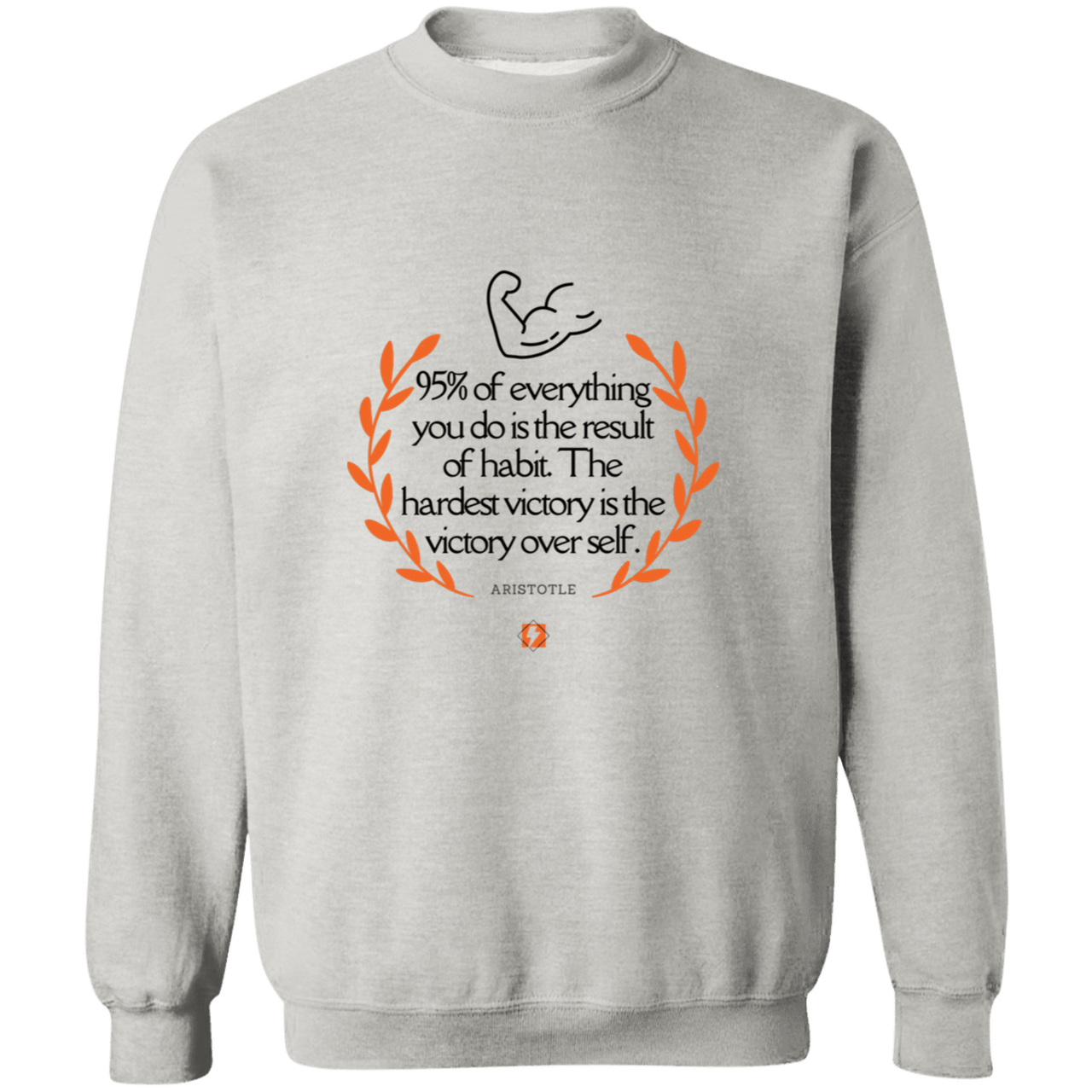 Men's Crewneck Pullover Sweatshirt G180 with inspiring Aristotle quote: A101 - Habits lead to victory - Color: