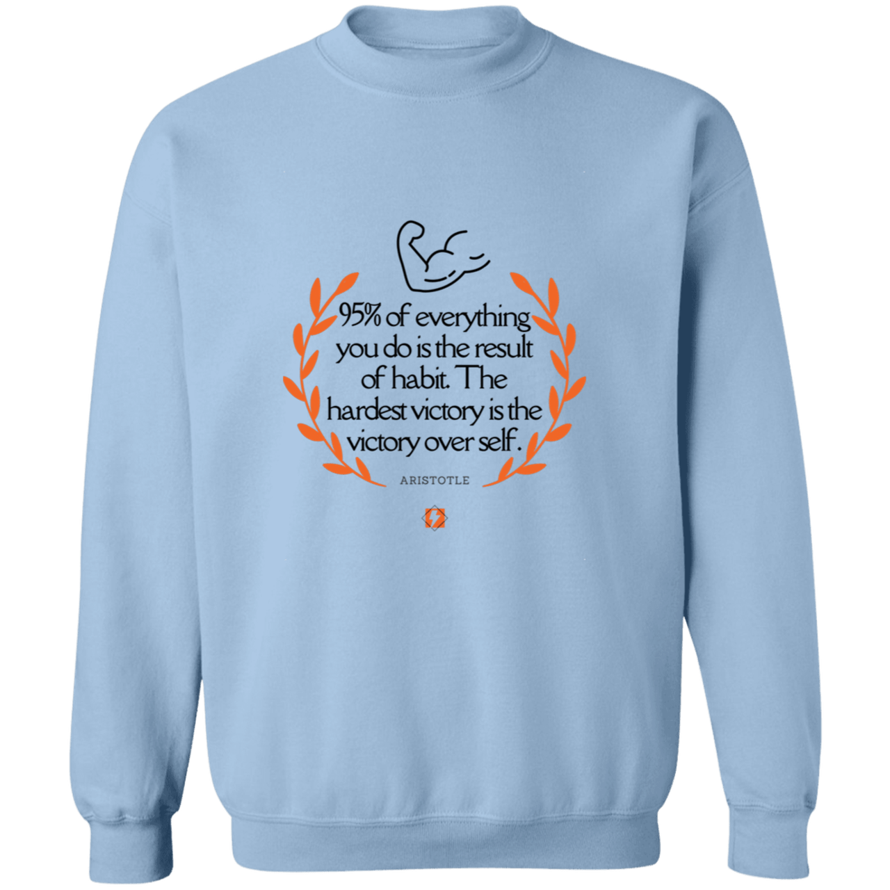 Men's Crewneck Pullover Sweatshirt G180 with inspiring Aristotle quote: A101 - Habits lead to victory - Color: