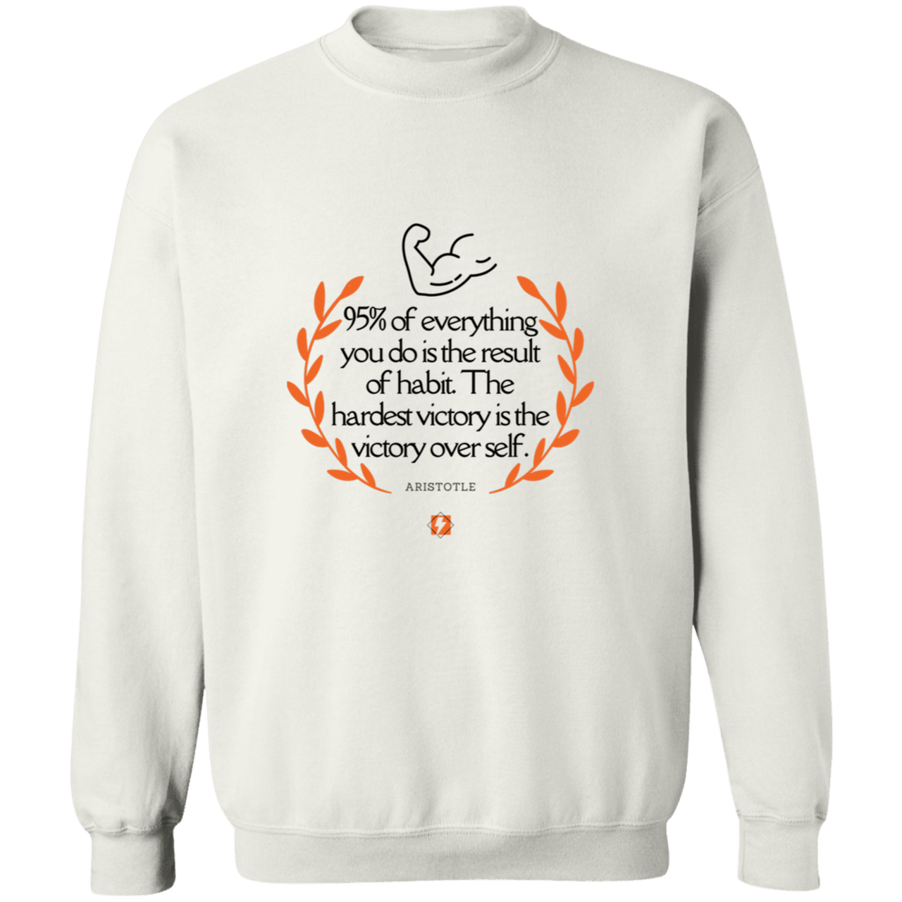 Men's Crewneck Pullover Sweatshirt G180 with inspiring Aristotle quote: A101 - Habits lead to victory - Color: