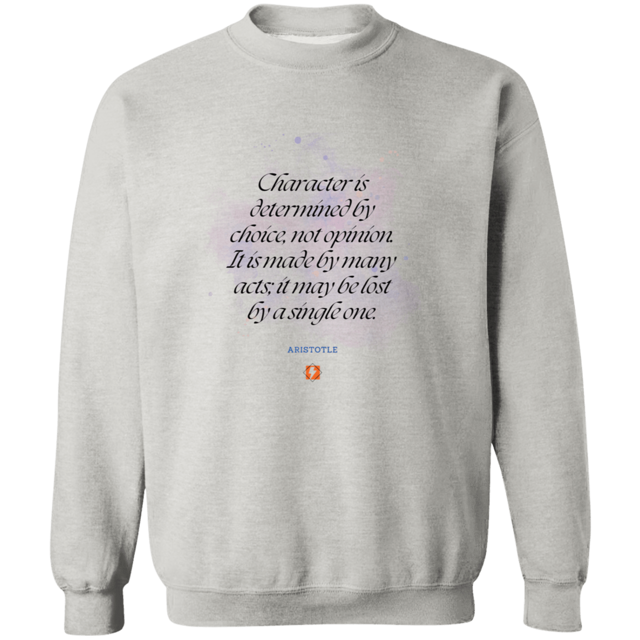 Men's Crewneck Pullover Sweatshirt G180 with inspiring Aristotle quote: A107 - Character is the sum-total of your choices - Color: