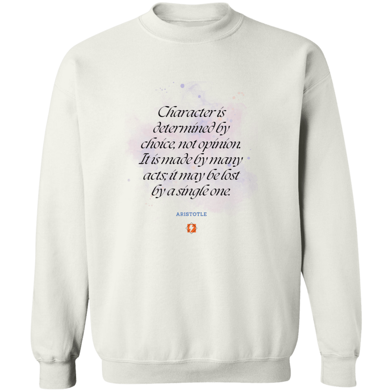 Men's Crewneck Pullover Sweatshirt G180 with inspiring Aristotle quote: A107 - Character is the sum-total of your choices - Color: