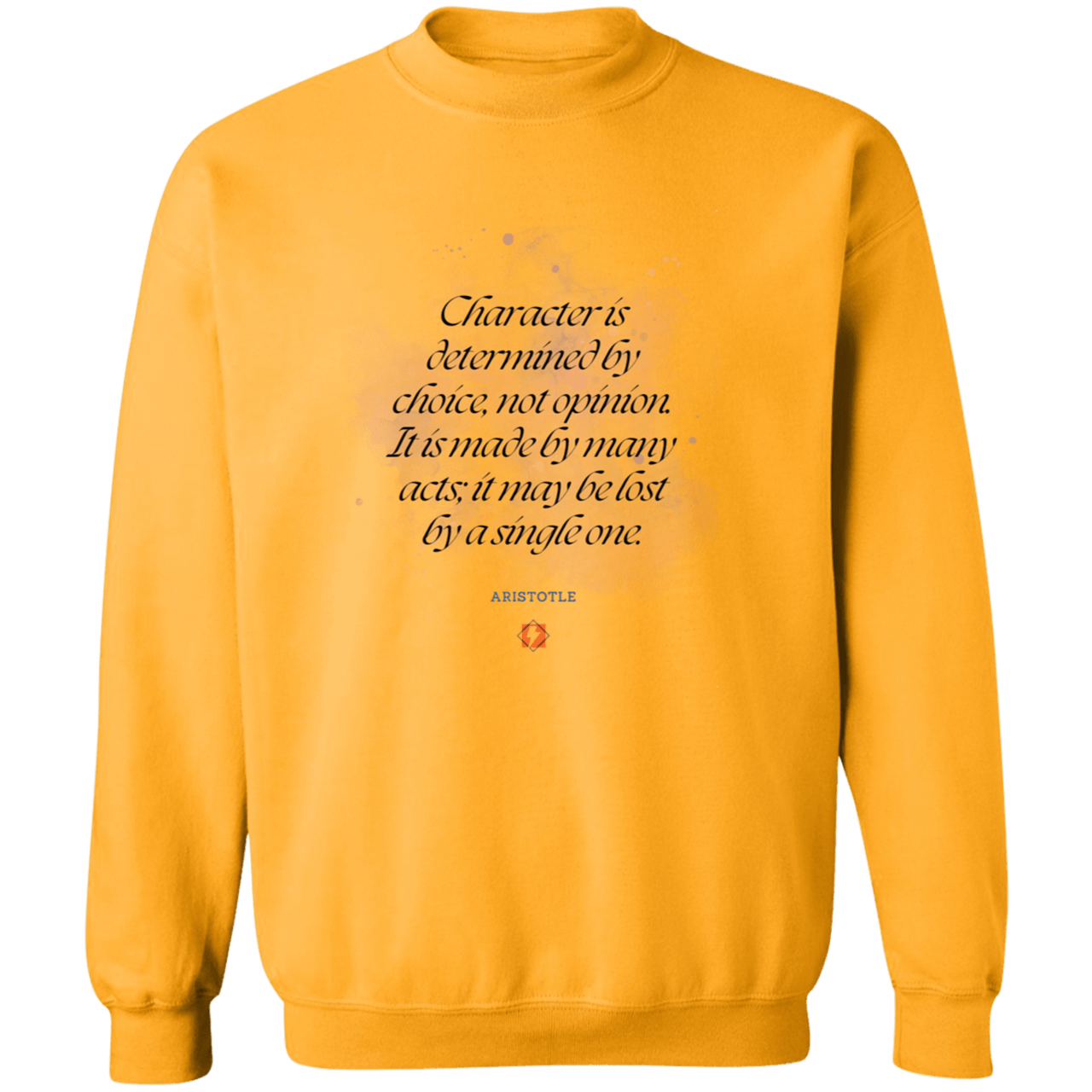 Men's Crewneck Pullover Sweatshirt G180 with inspiring Aristotle quote: A107 - Character is the sum-total of your choices - Color: