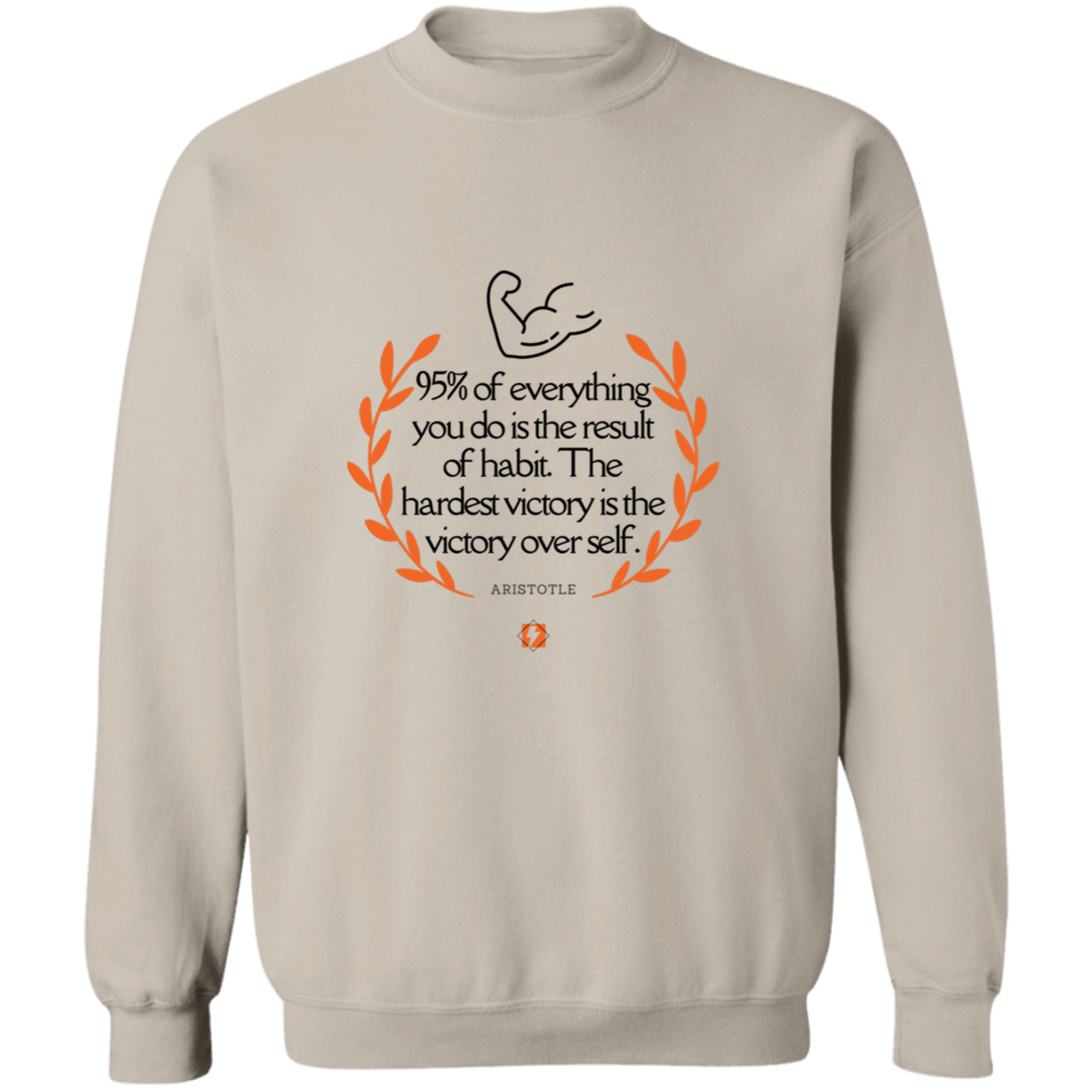 Men's Crewneck Pullover Sweatshirt G180 with inspiring Aristotle quote: A101 - Habits lead to victory - Color: