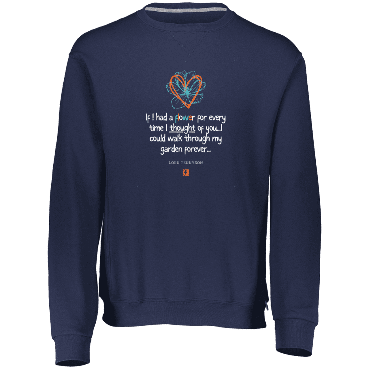 Men's Dri-Power Fleece Crewneck Sweatshirt 698HBM with inspiring Tennyson quote: LT104 - Thinking of you - Color: Navy