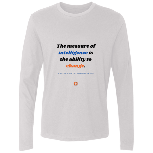 Men's Premium LS Light NL3601 with inspiring Einstein quote: E117 - Intelligence is the ability to change - Color: White