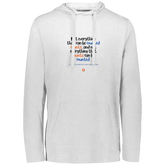 Men's T-Shirt Hoodie Eco Triblend 222577 with inspiring Einstein quote: E104 - Not everything that can be counted counts - Color: White