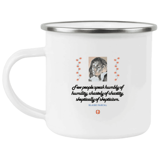 Steel Camping Mug with inspiring Pascal quote: BP102 - Self-awareness is a societal lack - Color: Plain White