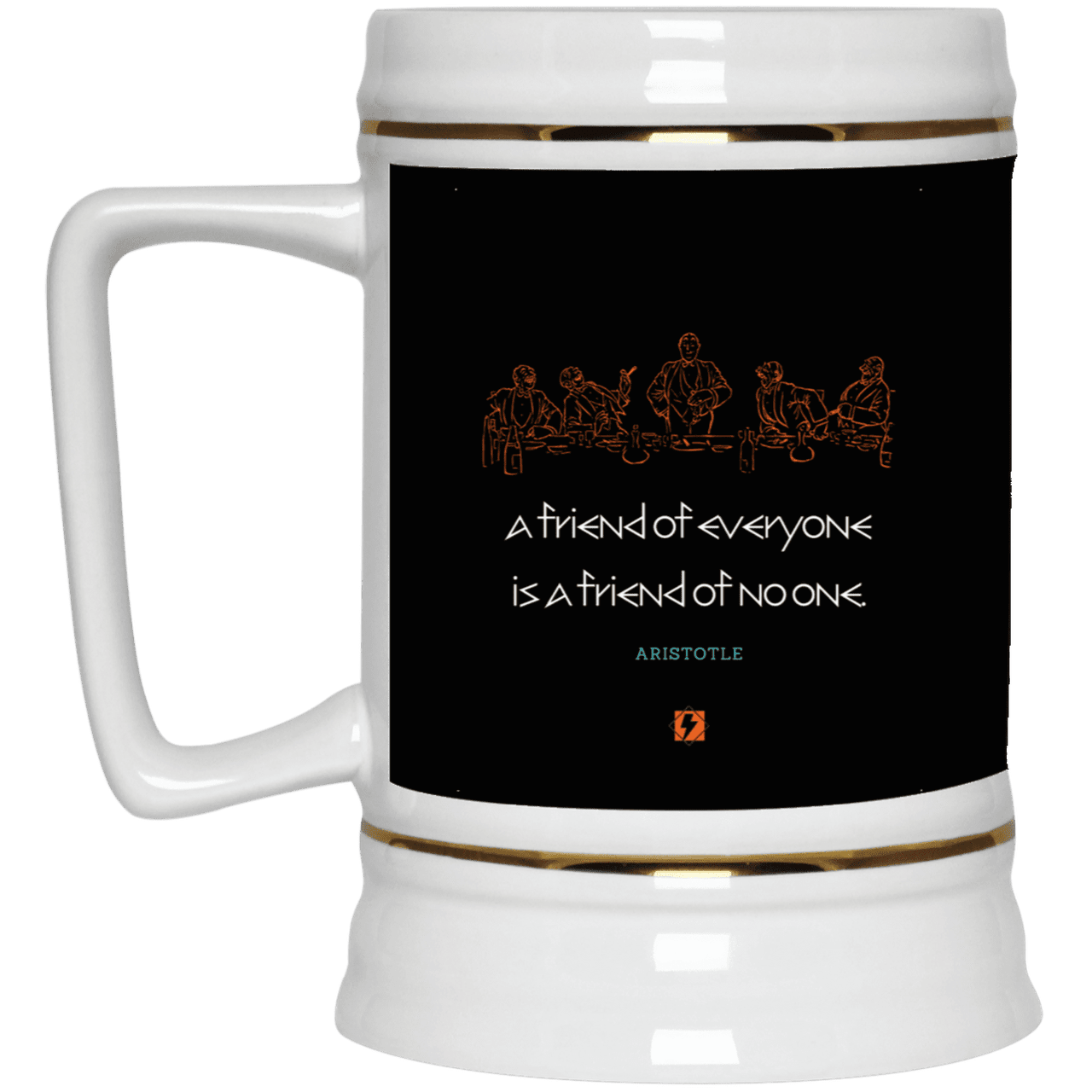 Ceramic Beer Stein Mug with inspiring Aristotle quote: A103 - Do not be friends with everyone - Color: Black