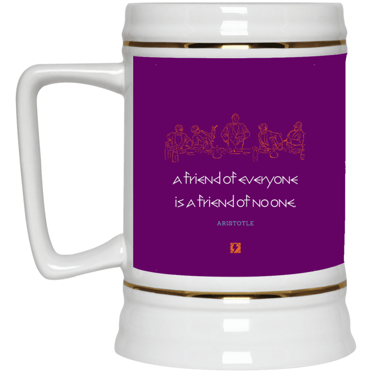 Ceramic Beer Stein Mug with inspiring Aristotle quote: A103 - Do not be friends with everyone - Color: Purple