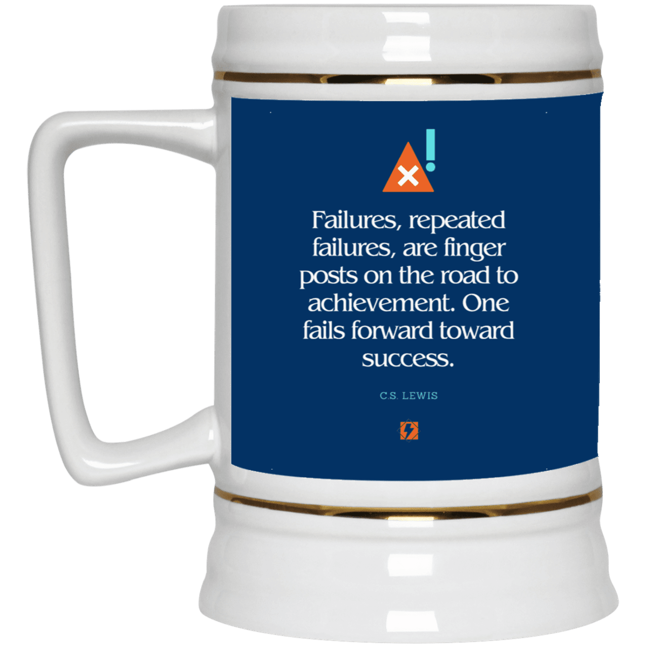 Ceramic Beer Stein Mug with inspiring CS Lewis quote: CS104 - Failures to Success - Color: Royal