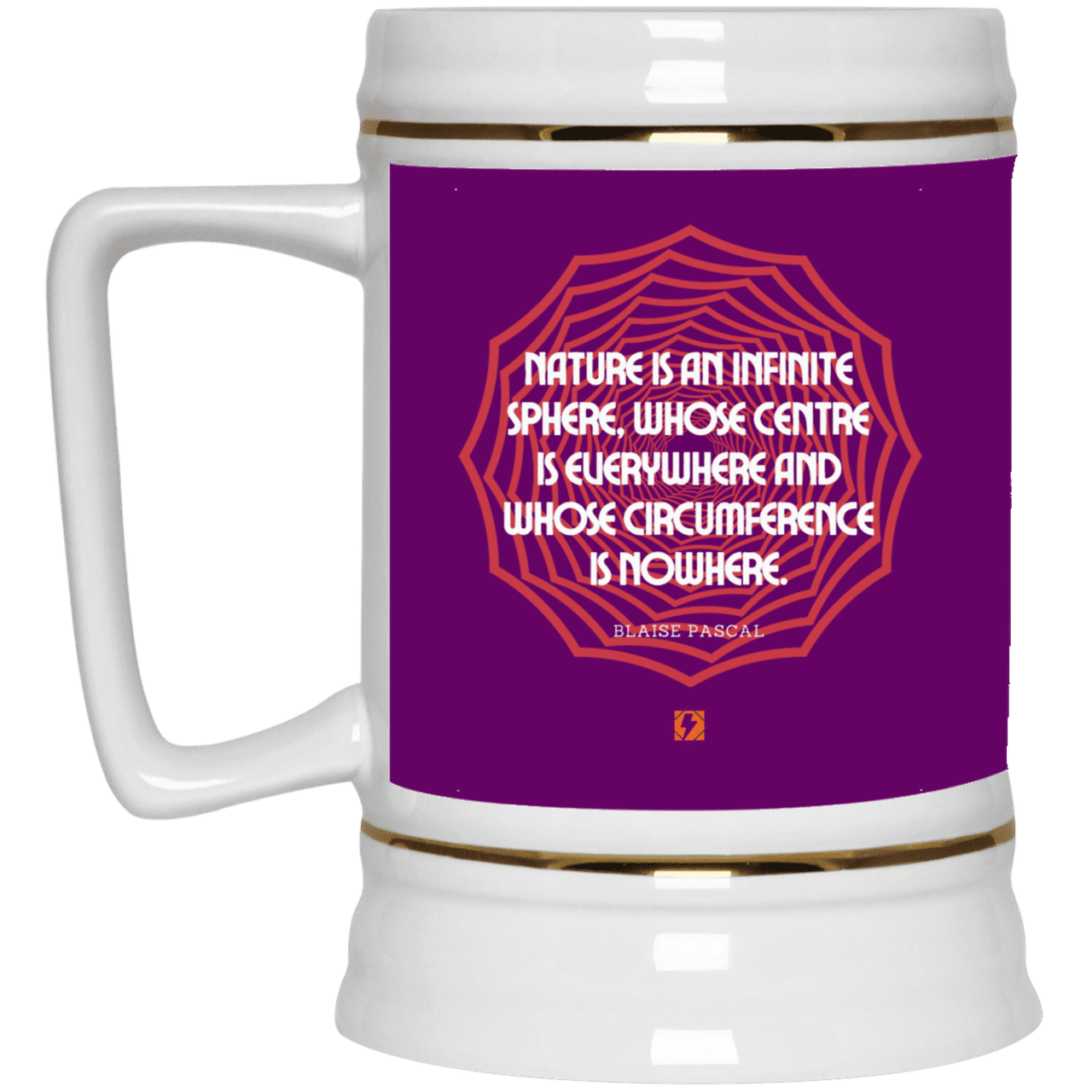 Ceramic Beer Stein Mug with inspiring Pascal quote: BP108 - Nature is unfathomable - Color: Purple