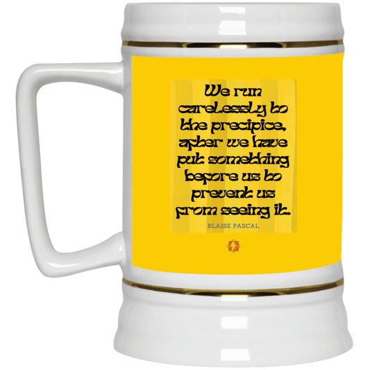 Ceramic Beer Stein Mug with inspiring Pascal quote: BP117 - Making assumptions carry risks - Color: Athletic Gold