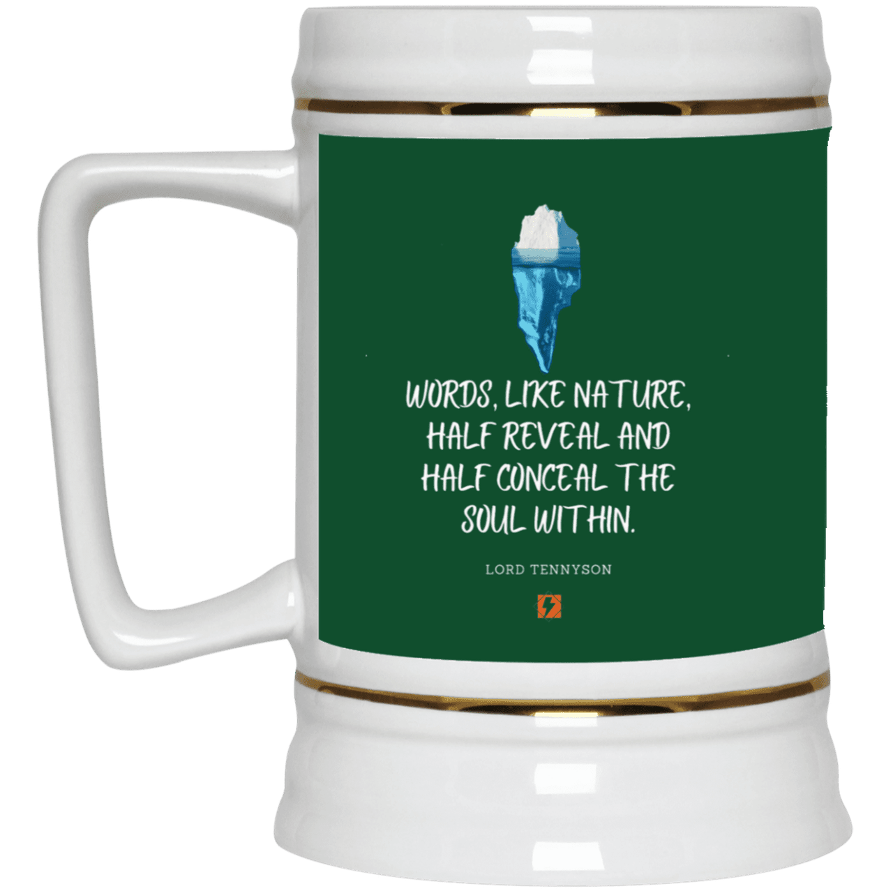 Ceramic Beer Stein Mug with inspiring Tennyson quote: LT120 - Words both reveal and conceal the soul within - Color: Forest