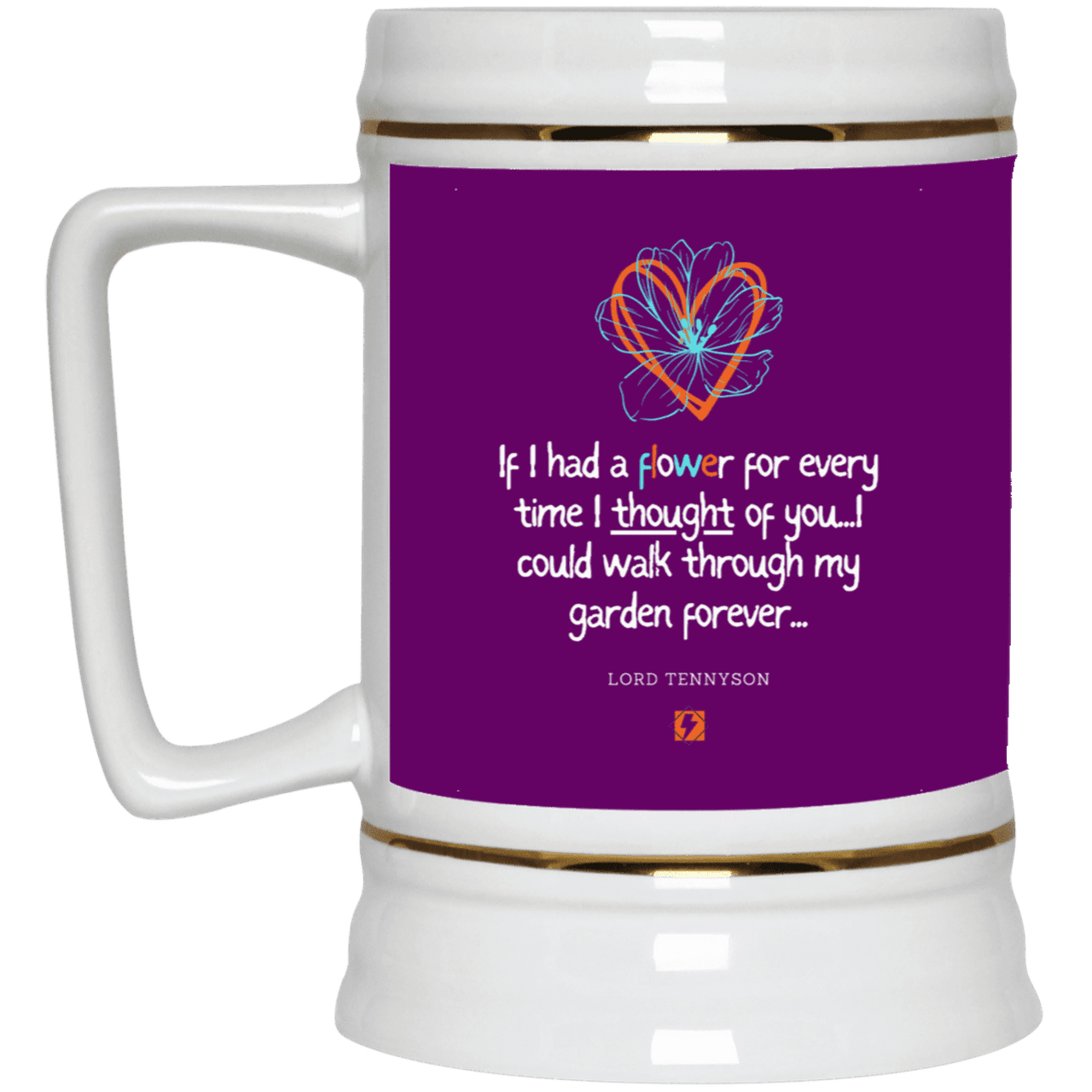 Ceramic Beer Stein Mug with inspiring Tennyson quote: LT104 - Thinking of you - Color: Purple