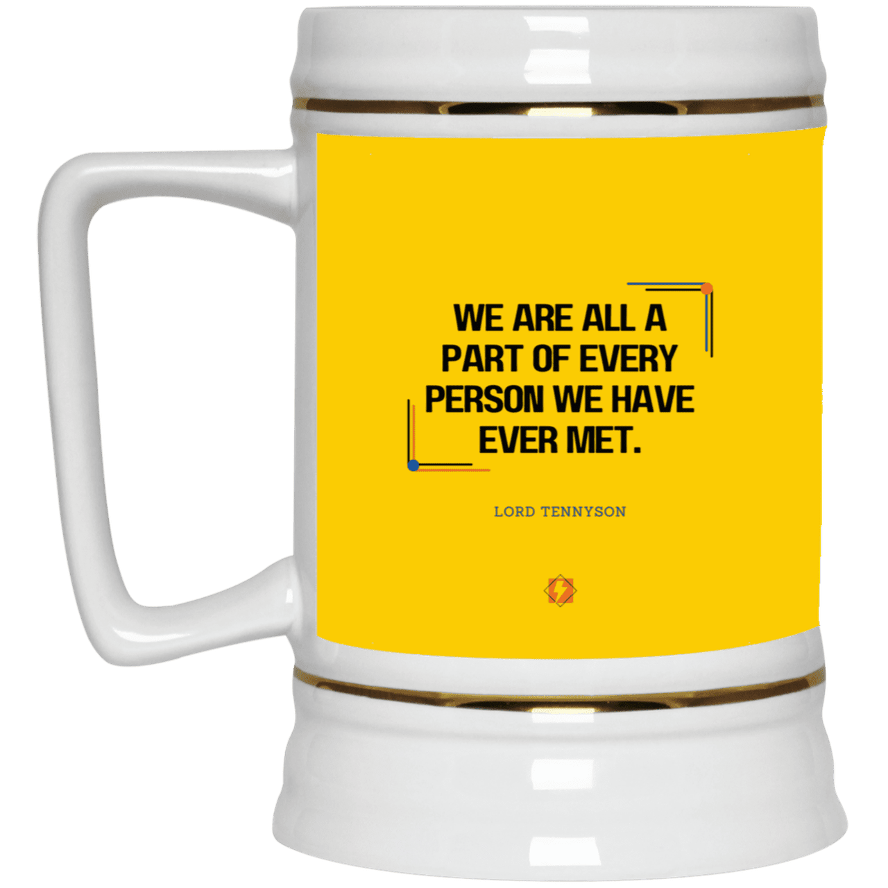 Ceramic Beer Stein Mug with inspiring Tennyson quote: LT118 - People theory - have you got a piece of me - Color: Athletic Gold