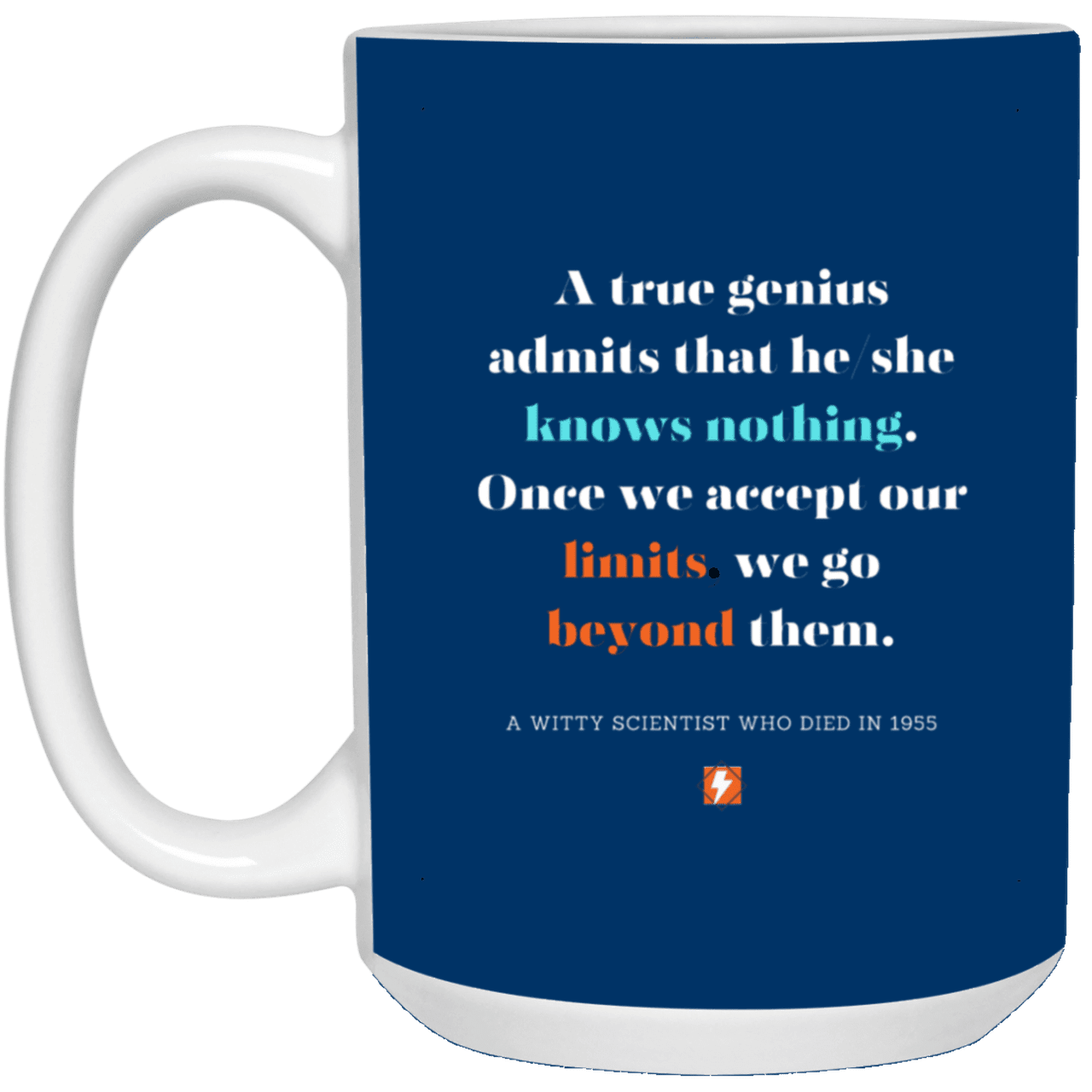 Ceramic Large Mug 15oz with inspiring Einstein quote: E119 - Genius unlimited - Color: Royal