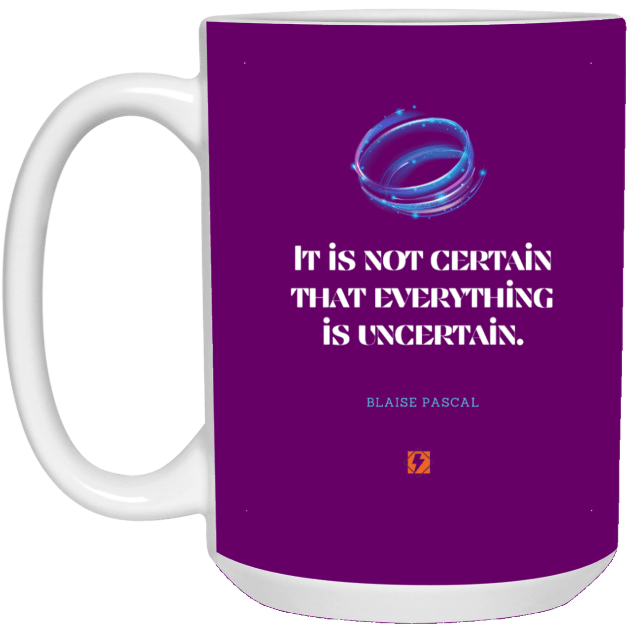 Ceramic Large Mug 15oz with inspiring Pascal quote: BP104 - Probabilities apply everywhere - Color: Purple