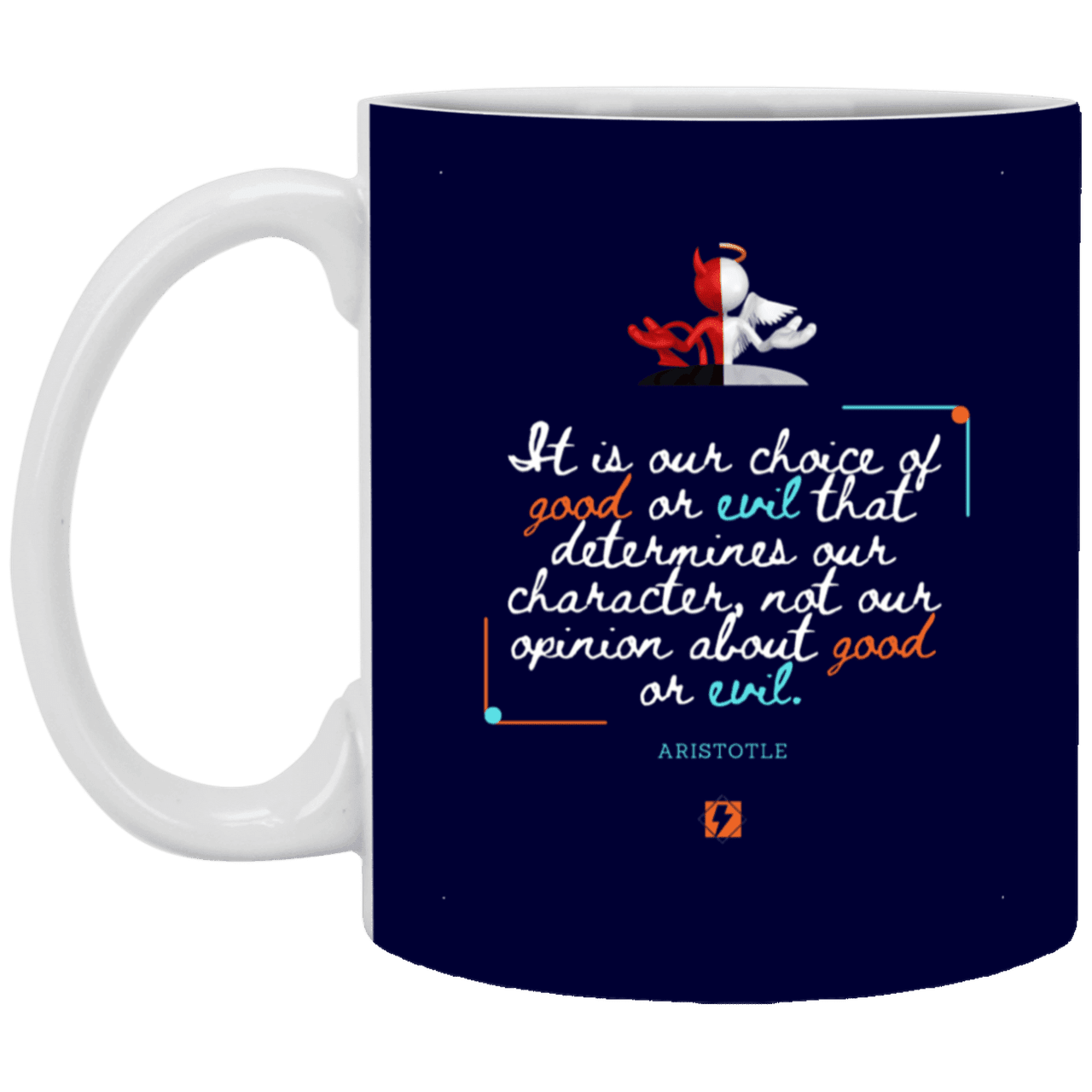 Ceramic Standard Mug 11oz with inspiring Aristotle quote: A116 - Character is self-determined - Color: Navy