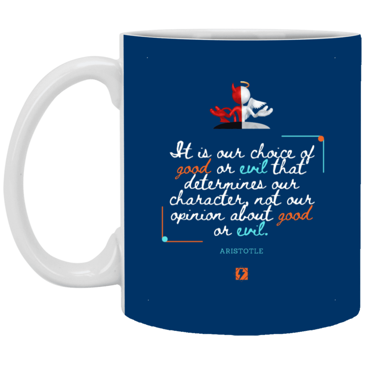 Ceramic Standard Mug 11oz with inspiring Aristotle quote: A116 - Character is self-determined - Color: Royal