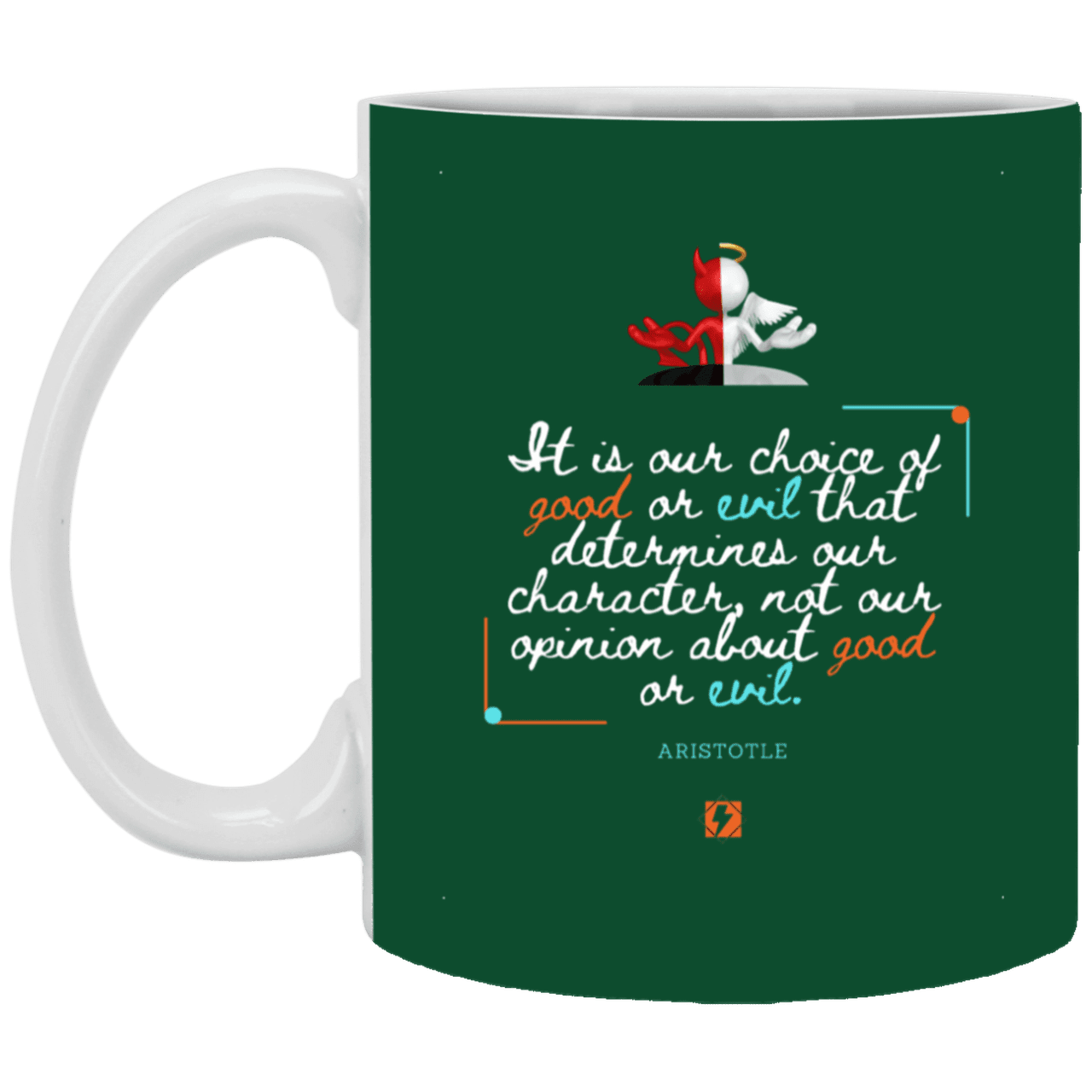 Ceramic Standard Mug 11oz with inspiring Aristotle quote: A116 - Character is self-determined - Color: Forest