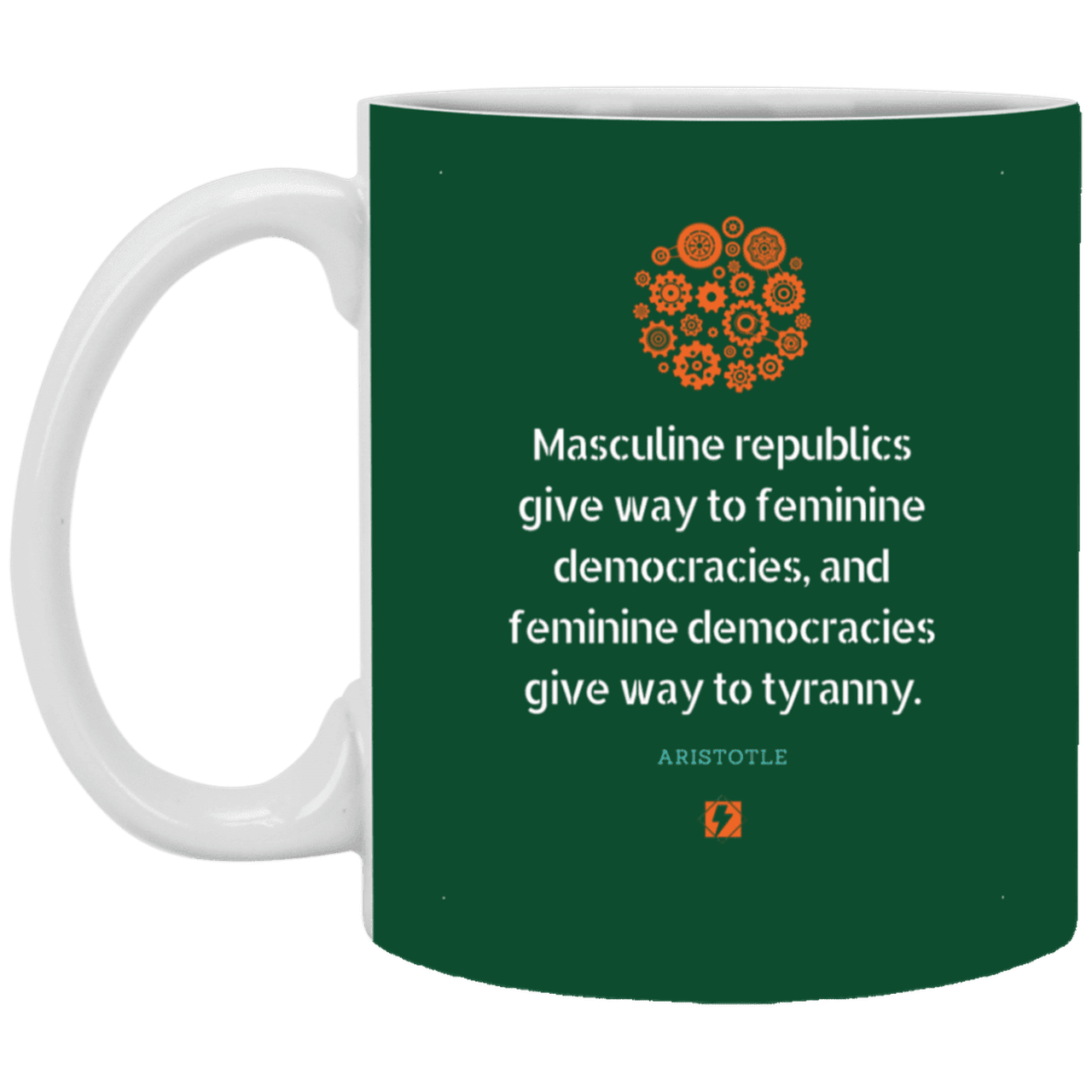 Ceramic Standard Mug 11oz with inspiring Aristotle quote: A121 - Republic to Democracy to Tyranny - Color: Forest