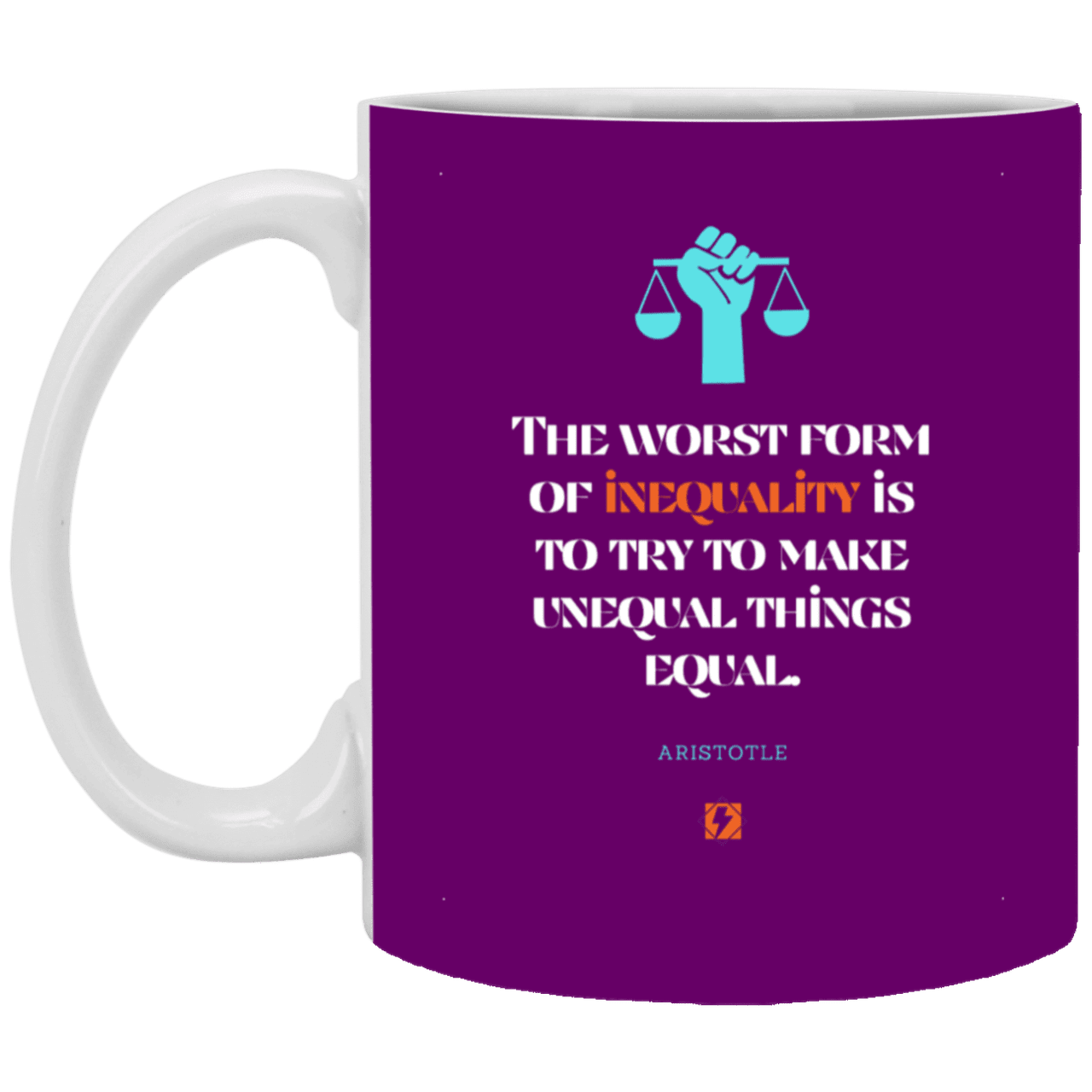 Ceramic Standard Mug 11oz with inspiring Aristotle quote: A128 - Communism is worse than inequality - Color: Purple