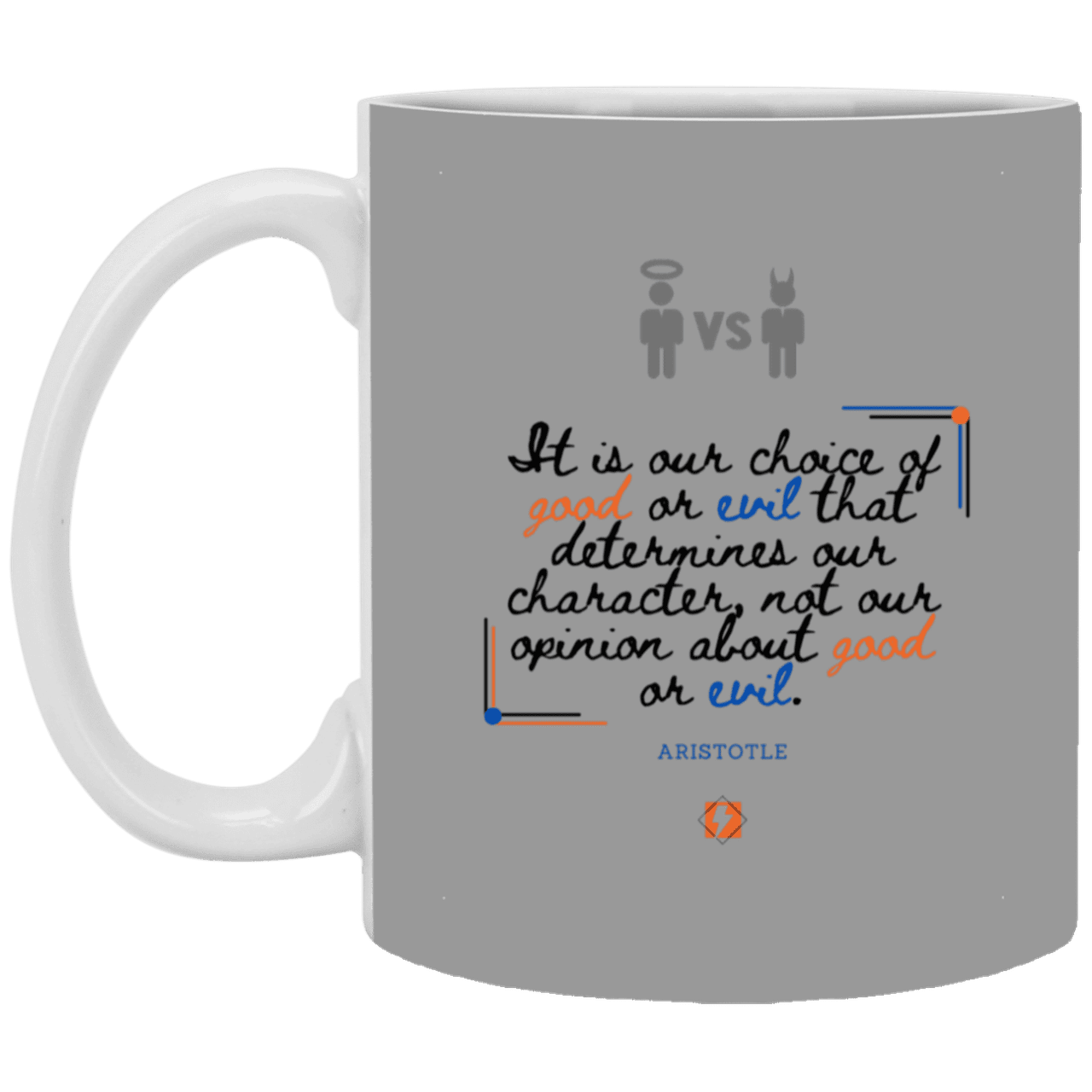 Ceramic Standard Mug 11oz with inspiring Aristotle quote: A116 - Character is self-determined - Color: Gray