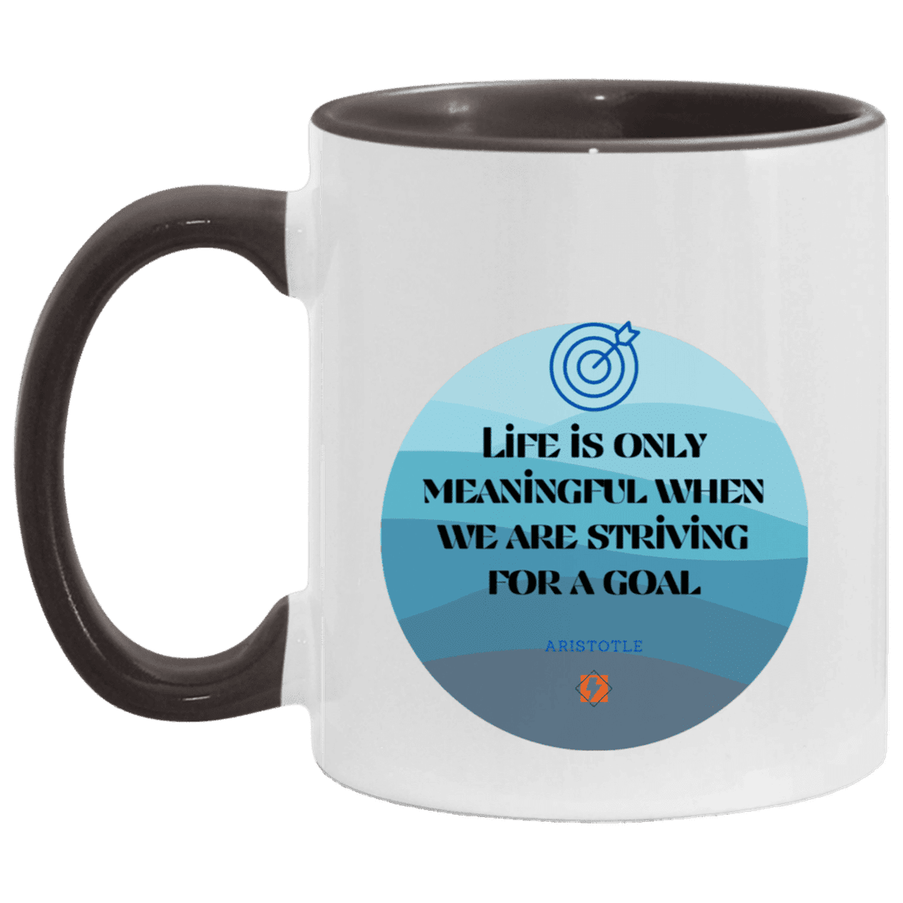 Ceramic Standard Mug 11oz with inspiring Aristotle quote: A119 - Aimless lives are meaningless - Color: White/Black