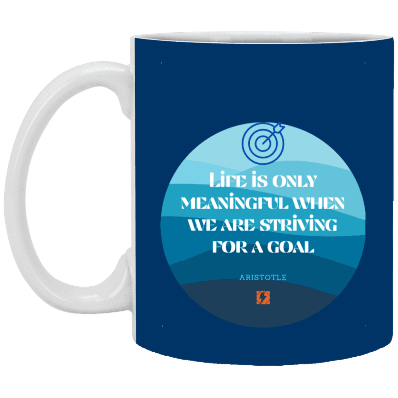 Ceramic Standard Mug 11oz with inspiring Aristotle quote: A119 - Aimless lives are meaningless - Color: Royal