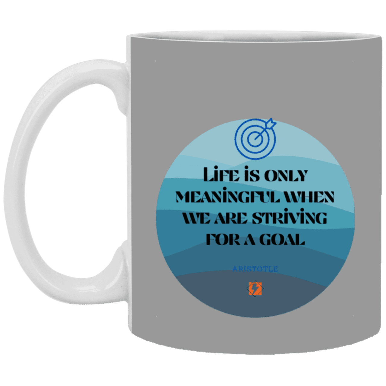 Ceramic Standard Mug 11oz with inspiring Aristotle quote: A119 - Aimless lives are meaningless - Color: Gray