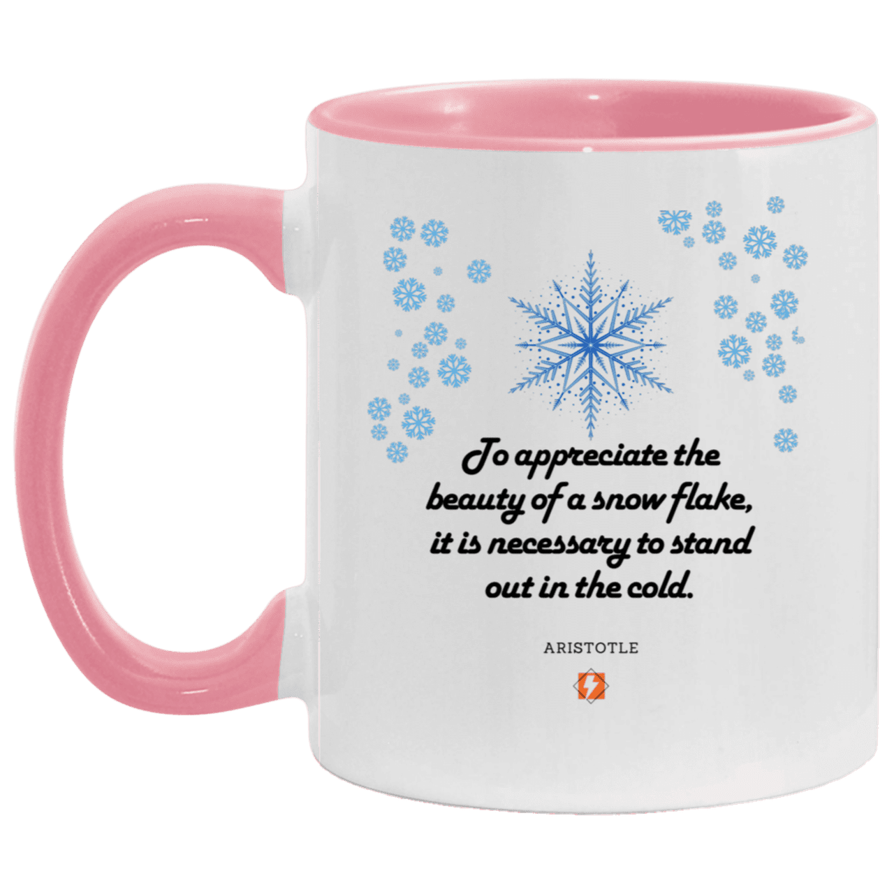 Ceramic Standard Mug 11oz with inspiring Aristotle quote: A130 - Appreciation requires interaction - Color: White/Pink