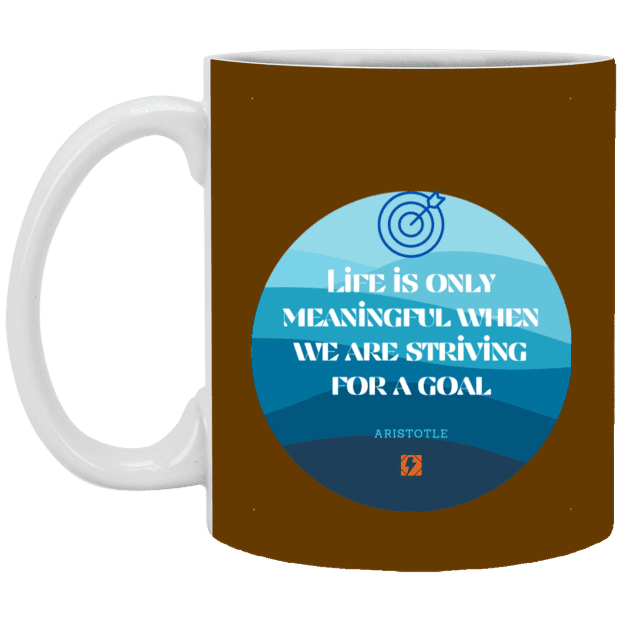 Ceramic Standard Mug 11oz with inspiring Aristotle quote: A119 - Aimless lives are meaningless - Color: Brown