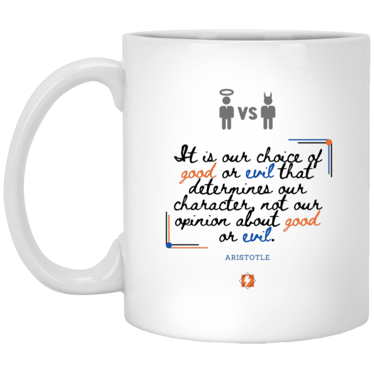 Ceramic Standard Mug 11oz with inspiring Aristotle quote: A116 - Character is self-determined - Color: Plain White