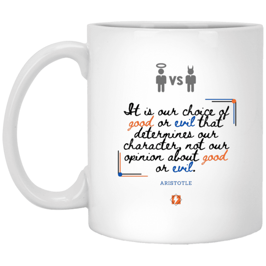 Ceramic Standard Mug 11oz with inspiring Aristotle quote: A116 - Character is self-determined - Color: Plain White