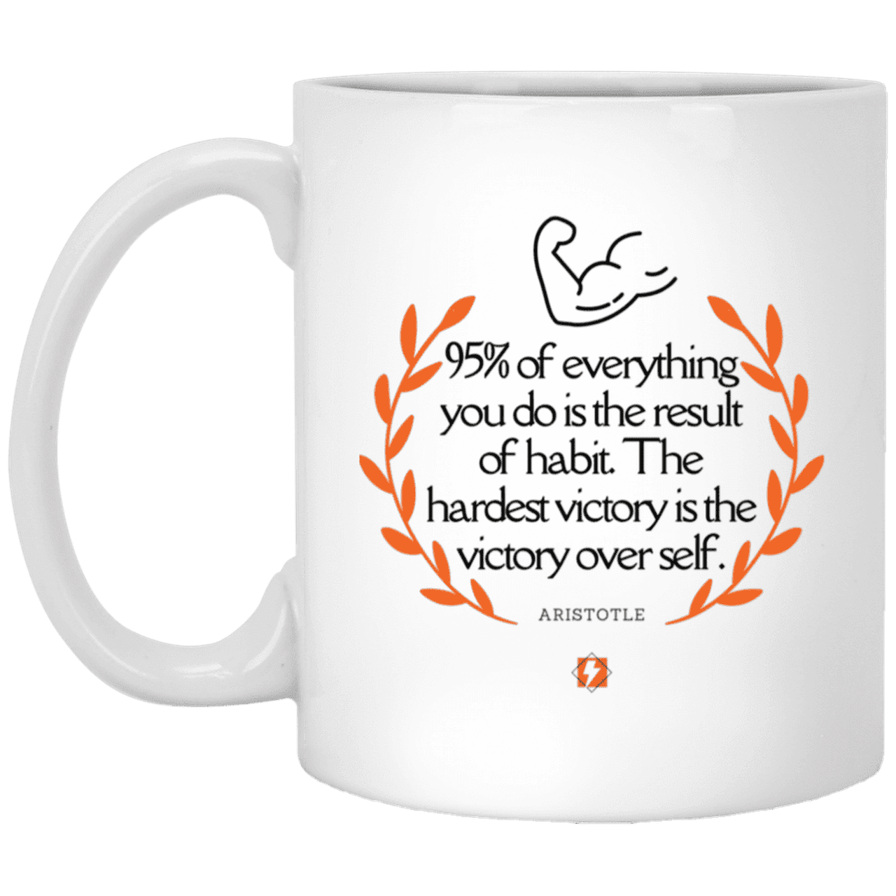 Ceramic Standard Mug 11oz with inspiring Aristotle quote: A101 - Habits lead to victory - Color: Plain White