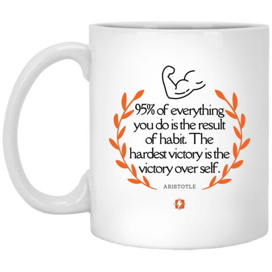 Ceramic Standard Mug 11oz with inspiring Aristotle quote: A101 - Habits lead to victory - Color: Plain White