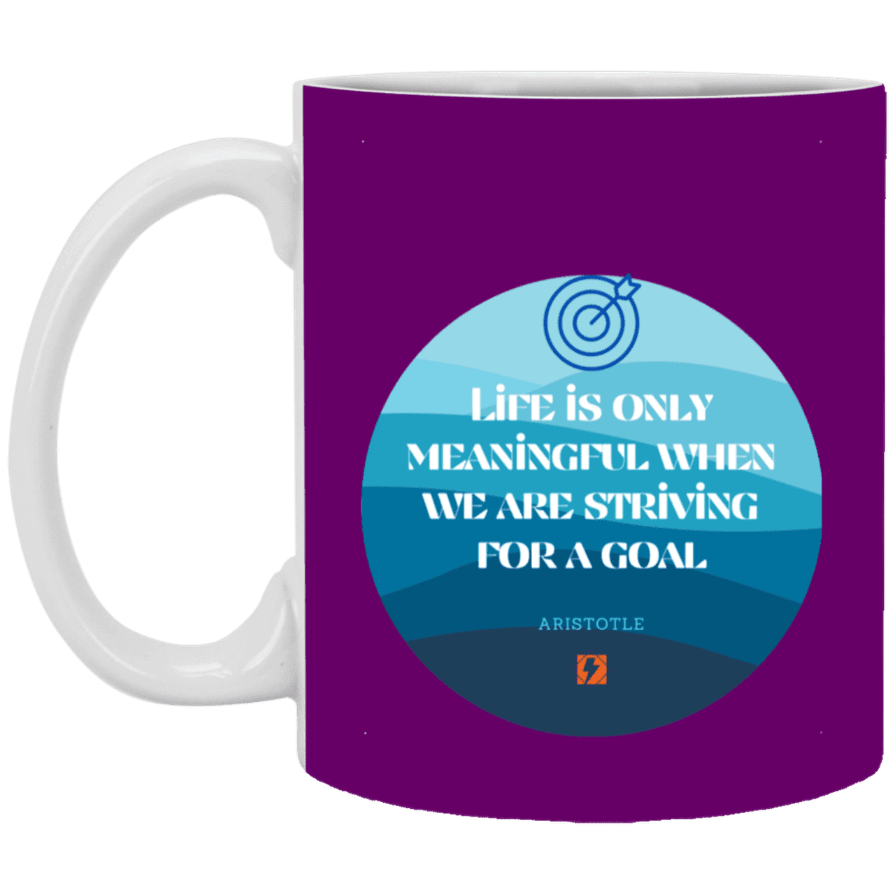 Ceramic Standard Mug 11oz with inspiring Aristotle quote: A119 - Aimless lives are meaningless - Color: Purple