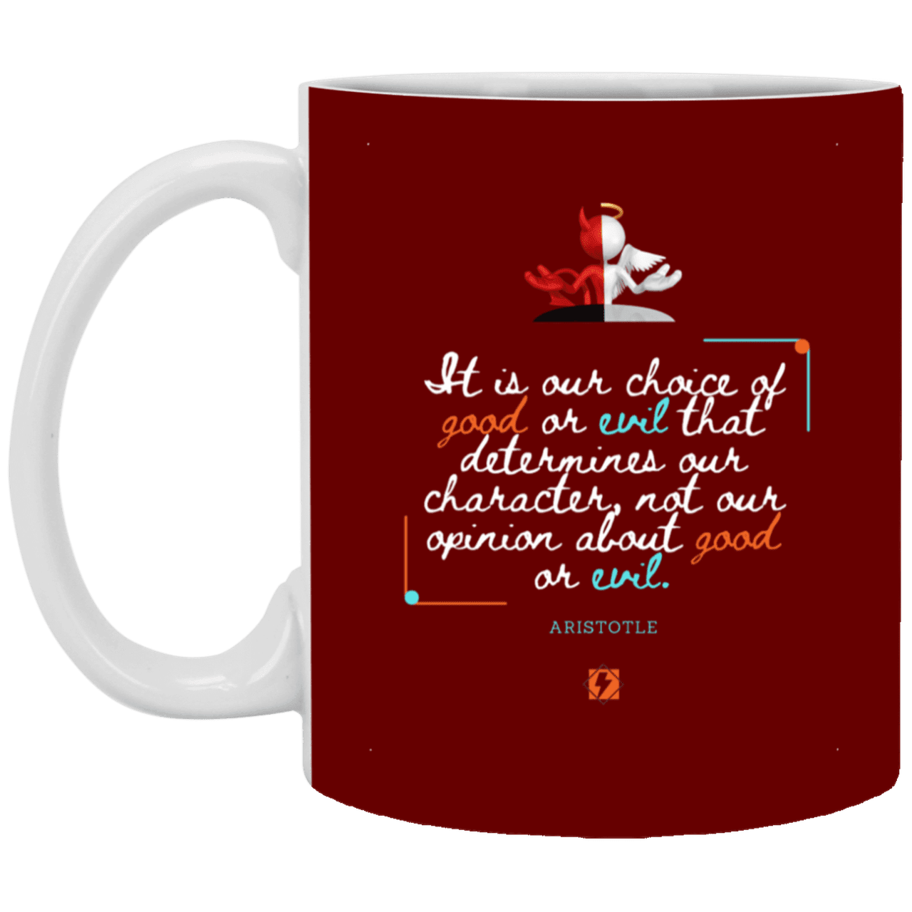 Ceramic Standard Mug 11oz with inspiring Aristotle quote: A116 - Character is self-determined - Color: Maroon