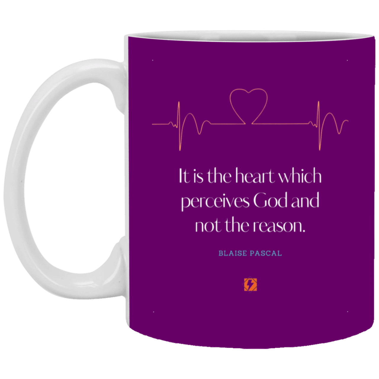 Ceramic Standard Mug 11oz with inspiring Pascal quote: BP105 - God is perceived in the heart - Color: Purple