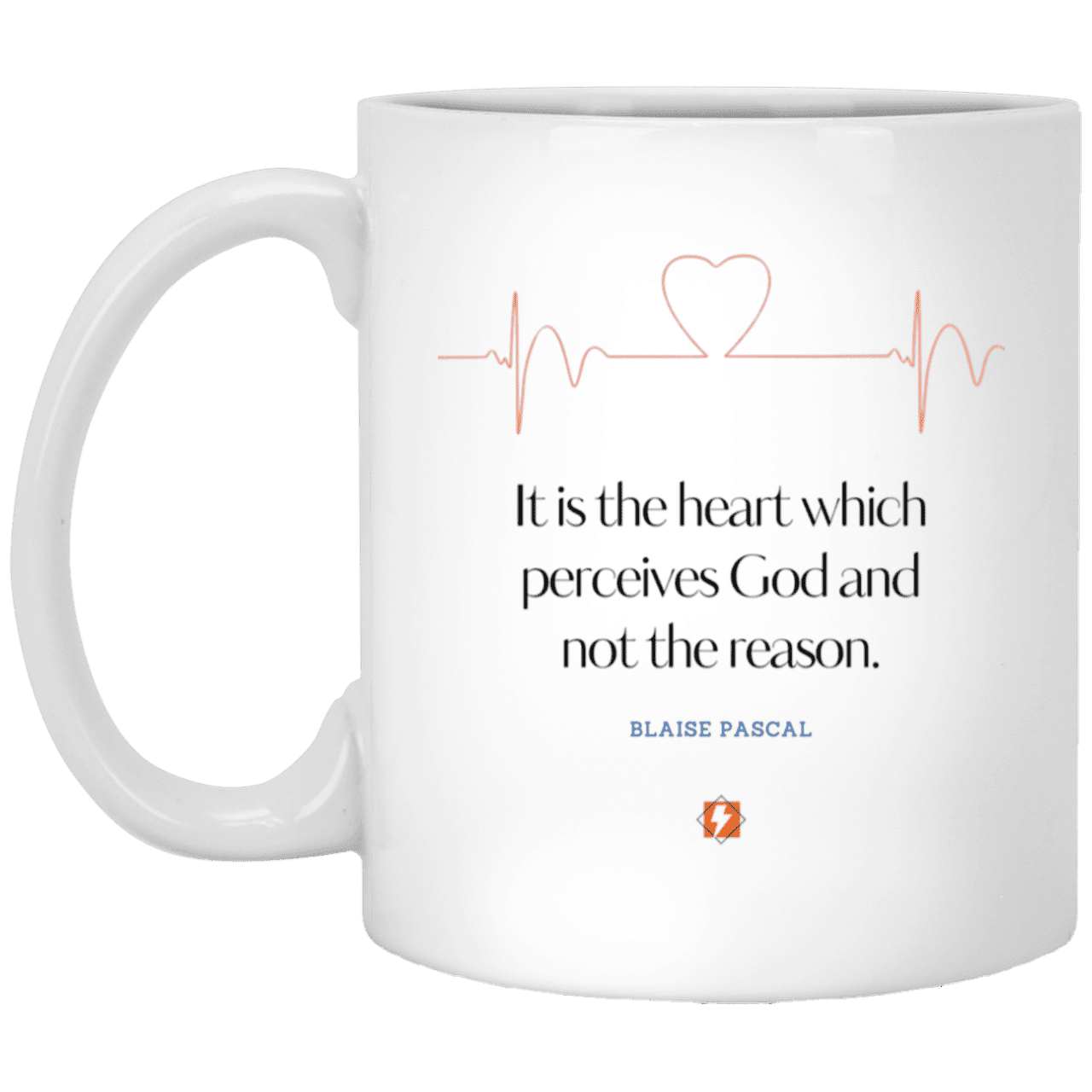 Ceramic Standard Mug 11oz with inspiring Pascal quote: BP105 - God is perceived in the heart - Color: Plain White