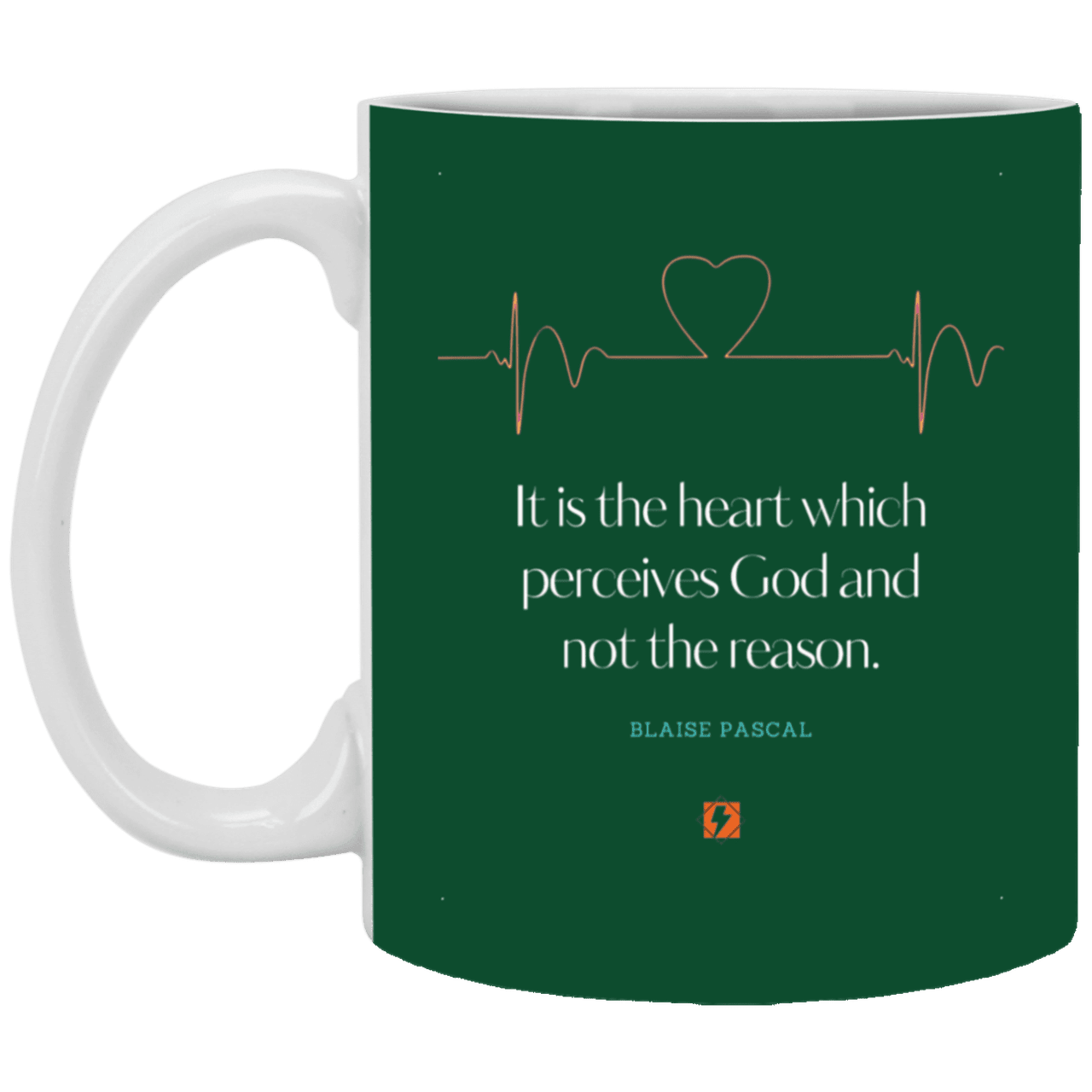 Ceramic Standard Mug 11oz with inspiring Pascal quote: BP105 - God is perceived in the heart - Color: Forest