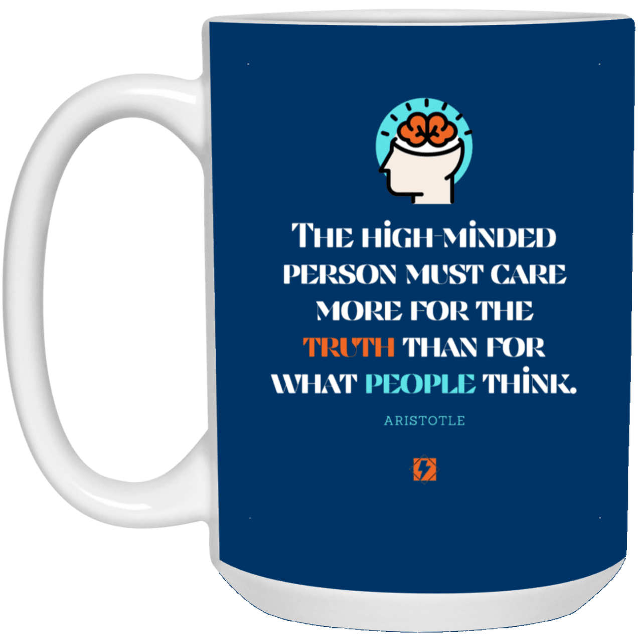 Ceramic Standard Mug 11oz with inspiring Aristotle quote: A126 - Truth cares not for opinions - Color: Royal