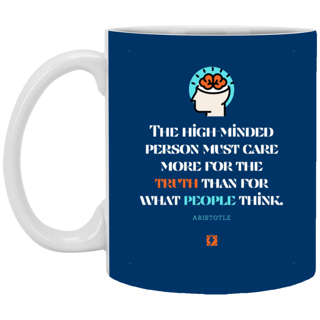 Ceramic Standard Mug 11oz with inspiring Aristotle quote: A126 - Truth cares not for opinions - Color: Royal