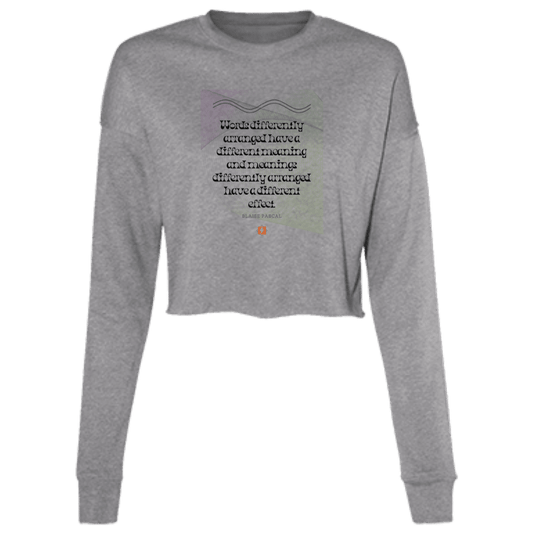 Ladies' Cropped Fleece Crew with inspiring Pascal quote: BP119 - Be careful with words - Color: Deep Heather