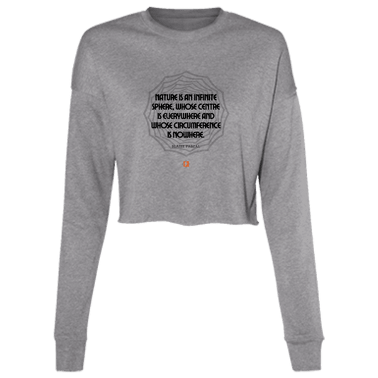 Ladies' Cropped Fleece Crew with inspiring Pascal quote: BP108 - Nature is unfathomable - Color: Deep Heather