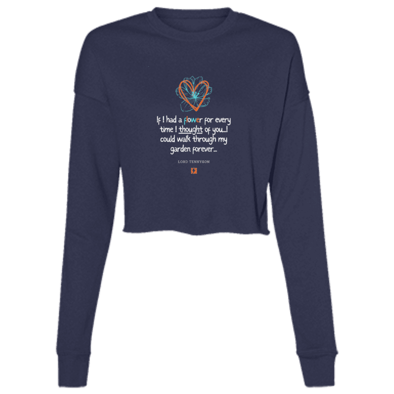 Ladies' Cropped Fleece Crew with inspiring Tennyson quote: LT104 - Thinking of you - Color: Navy